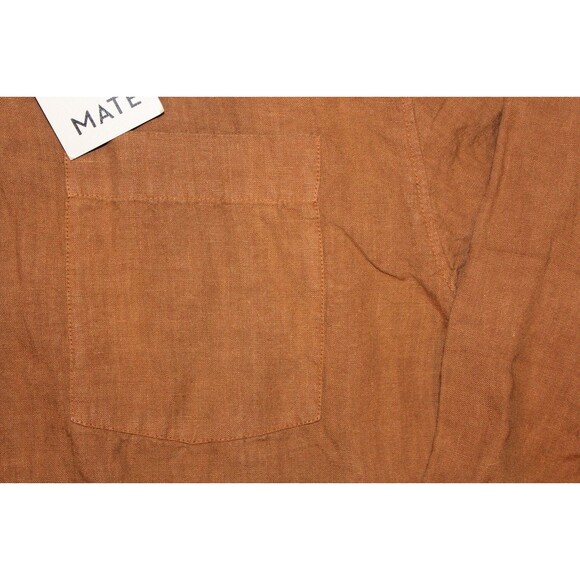 NWT Mate The Label 100% Linen Mini Button Down Shirt Dress SED Brown Sz M $158 - Picture 8 of 8